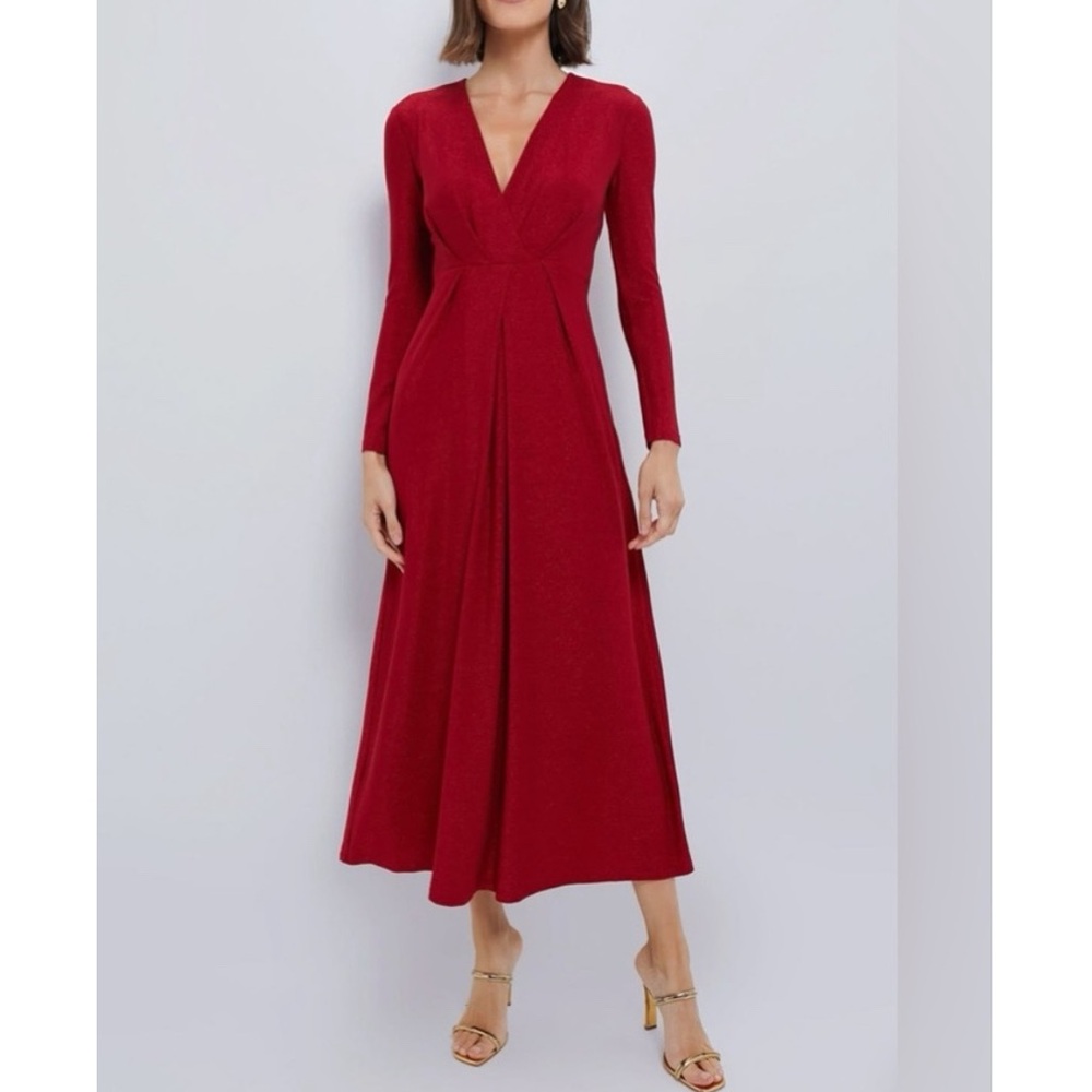 HYACINTH HOUSE Red Shimmer V-Neck Angelina Gown XL